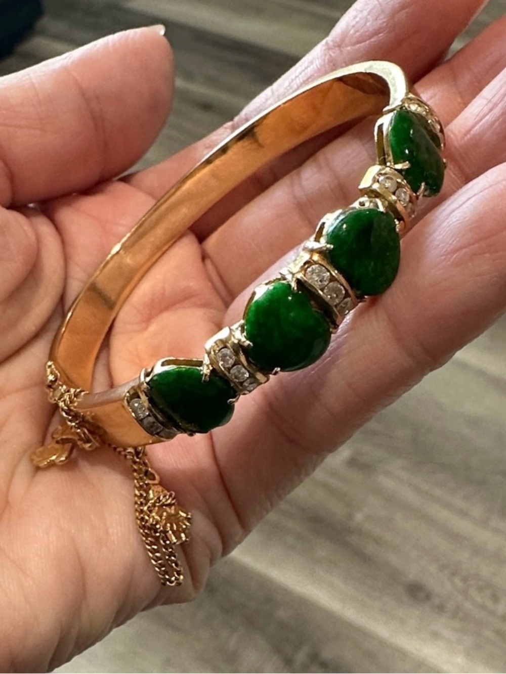 14k Diamond/Jade Bracelet with Charm - Picture 3 of 7